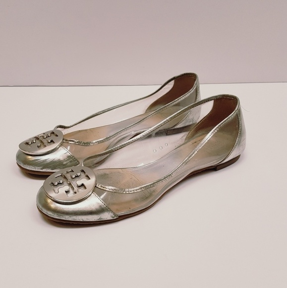 Tory Burch Silver Ballet Flats - Picture 1 of 8